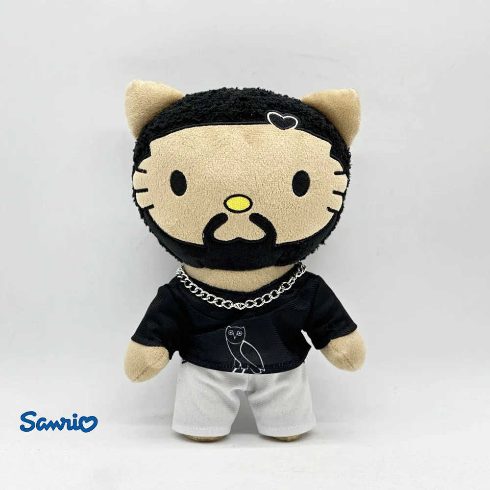 Sanrio New 24cm Hello Kitty Drake Plush Doll with Black Casual Suit Plush Doll Figure Stuffed Toys Cute Boys Girls Birthday Gift L250908