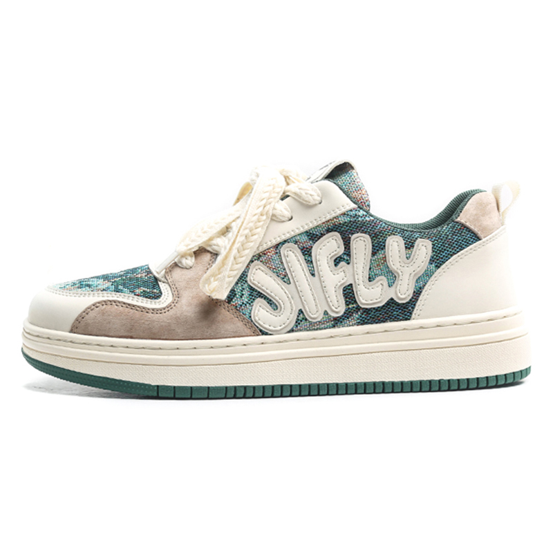 Retro graffiti printed board shoes, men's breathable casual bread shoes, children's Korean trendy brand designer shoes
