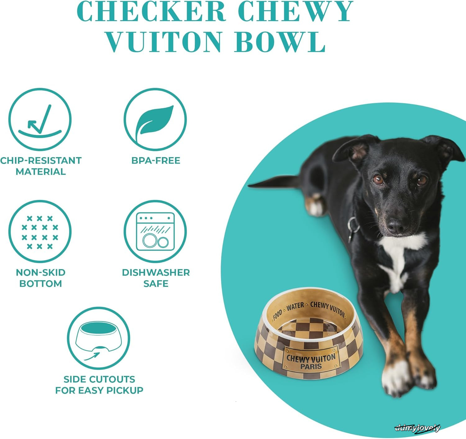 Designer Bowl And Placemat, Pet Food Water Bowls Melamine Non-Slip Skid Proof Heavy Duty For Small Medium Large Dogs Cats Puppies, Style, Brown, J14 D