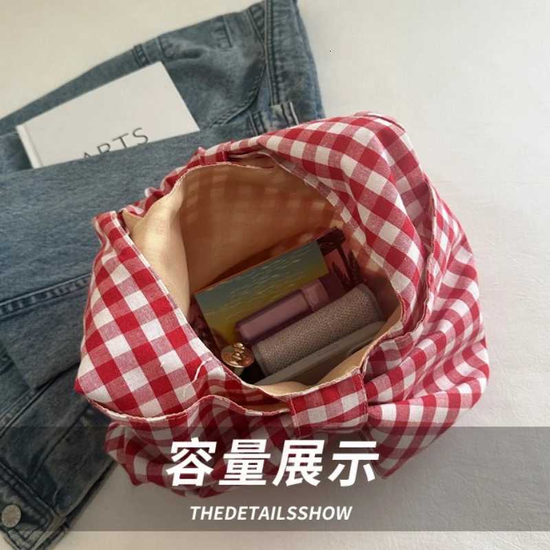 Retro Bow Plaid Womens Shoulder Bags Simple Commuter Ladies Underarm Vest Bag Casual Portable Female Shopping Handbags Tote R250908