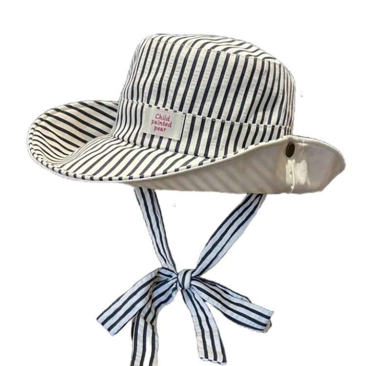 DHpet_wholesale Korean - style Ins - inspired Fresh Striped Large - brim Sun - protection Fisherman Hats for Women: Two - way Wearing & Wind - resista