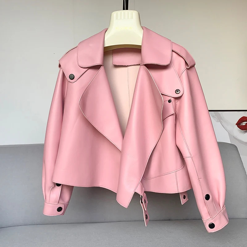 Sheepskin Coat For Women Leather Jacket Winter Spring Moto Biker Genuine Top Quality Black 250908
