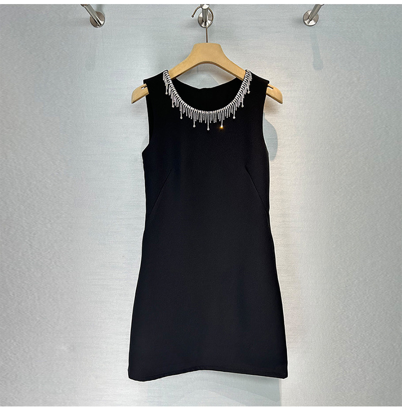 2026 Autumn Blue Solid Color Ribbon Bow Floral Dress Sleeveless Round Neck Splicing Short Casual Skirt