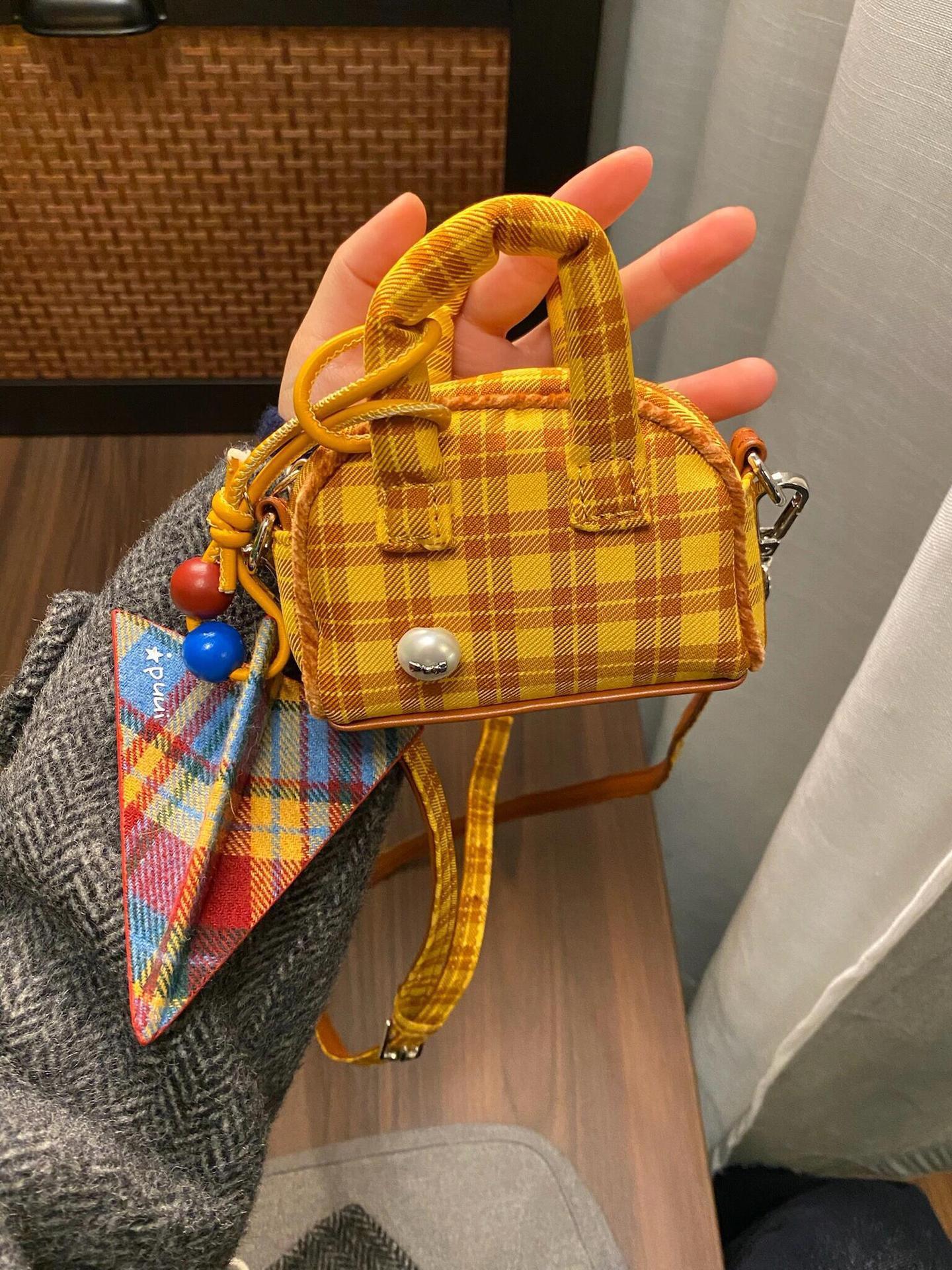 Autumn New Arrivals Niche American Retro bag Plaid Orange Bag Cute College Student New Cute Drawstring Large Capacity Backpack