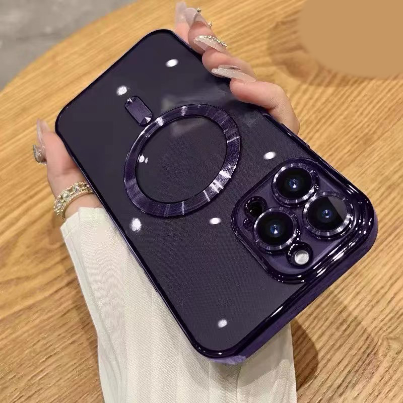 Magnetic Wireless Charging Plating Cases For Iphone 17 Air 16E 16 Plus 15 14 Pro Max 13 12 11 Luxury Chromed Camera Lens Protectors Soft TPU Clear Mag