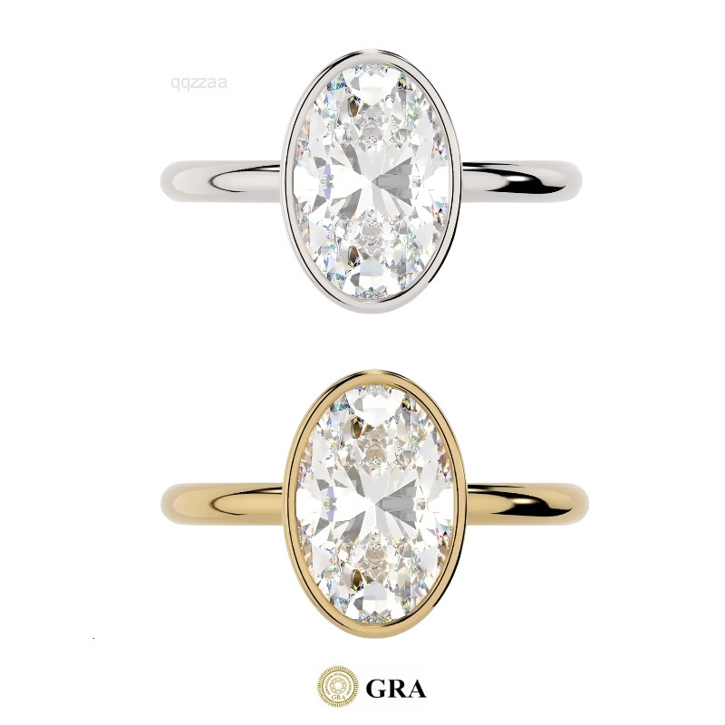 Bezel 5ct Oval Moissanite Solitaire Rings 1ct 2ct S925 Sterling Silver Gold Plated Minimal Bezel Signet Moissanite Ring Men