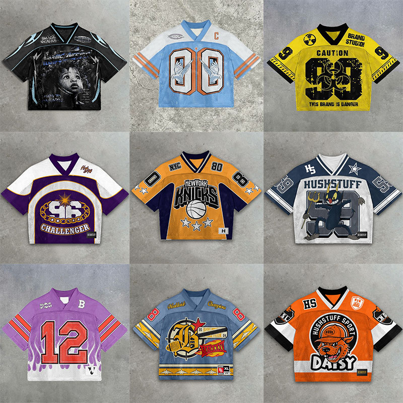 Designer Men's Soccer Jerseys Y2K Harajuku Retro Jerseys American Street Hip Hop T-Shirt V-Neck Printed Short-sleeve Casual Loose Soccer Jerseys Size S-3XL