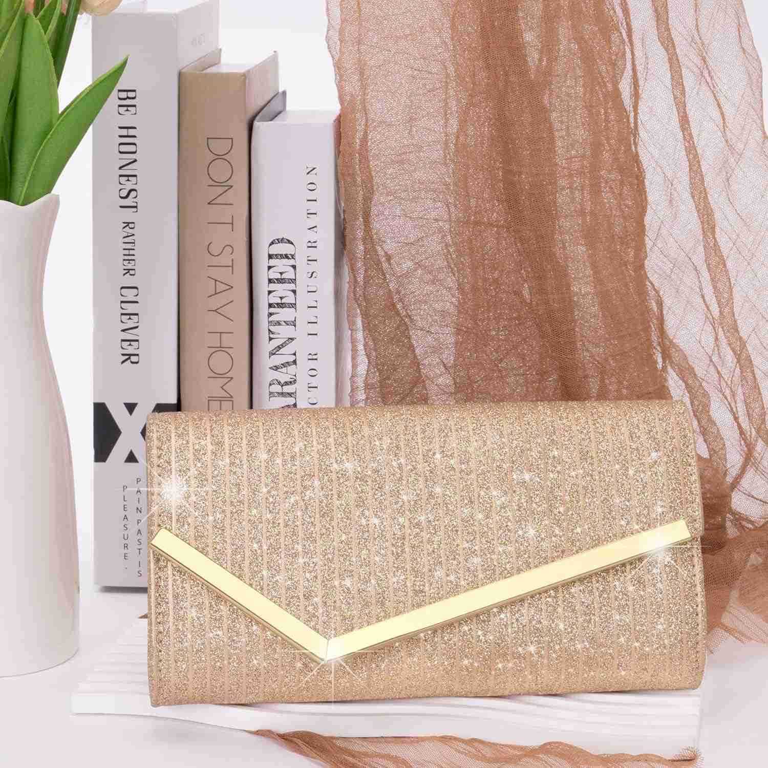 Clutch Purses for Women Shiny Pleated Sequin Envelope Evening Bags for Mothers Day Gifts Party PromW250908
