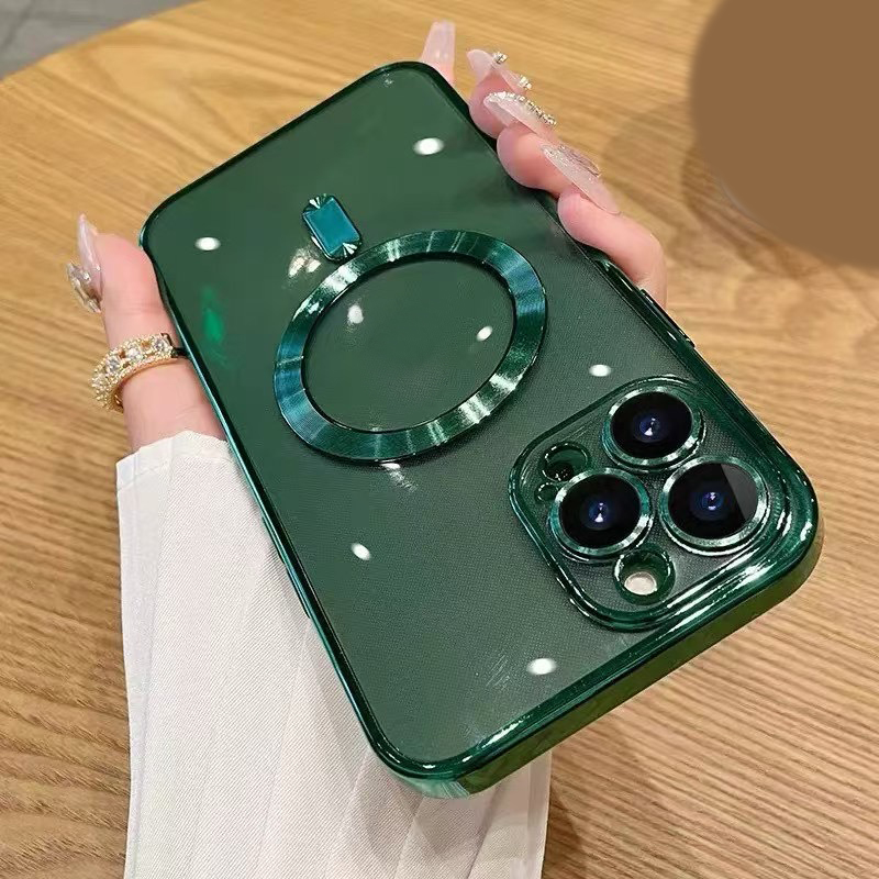 Magnetic Wireless Charging Plating Cases For Iphone 17 Air 16E 16 Plus 15 14 Pro Max 13 12 11 Luxury Chromed Camera Lens Protectors Soft TPU Clear Mag
