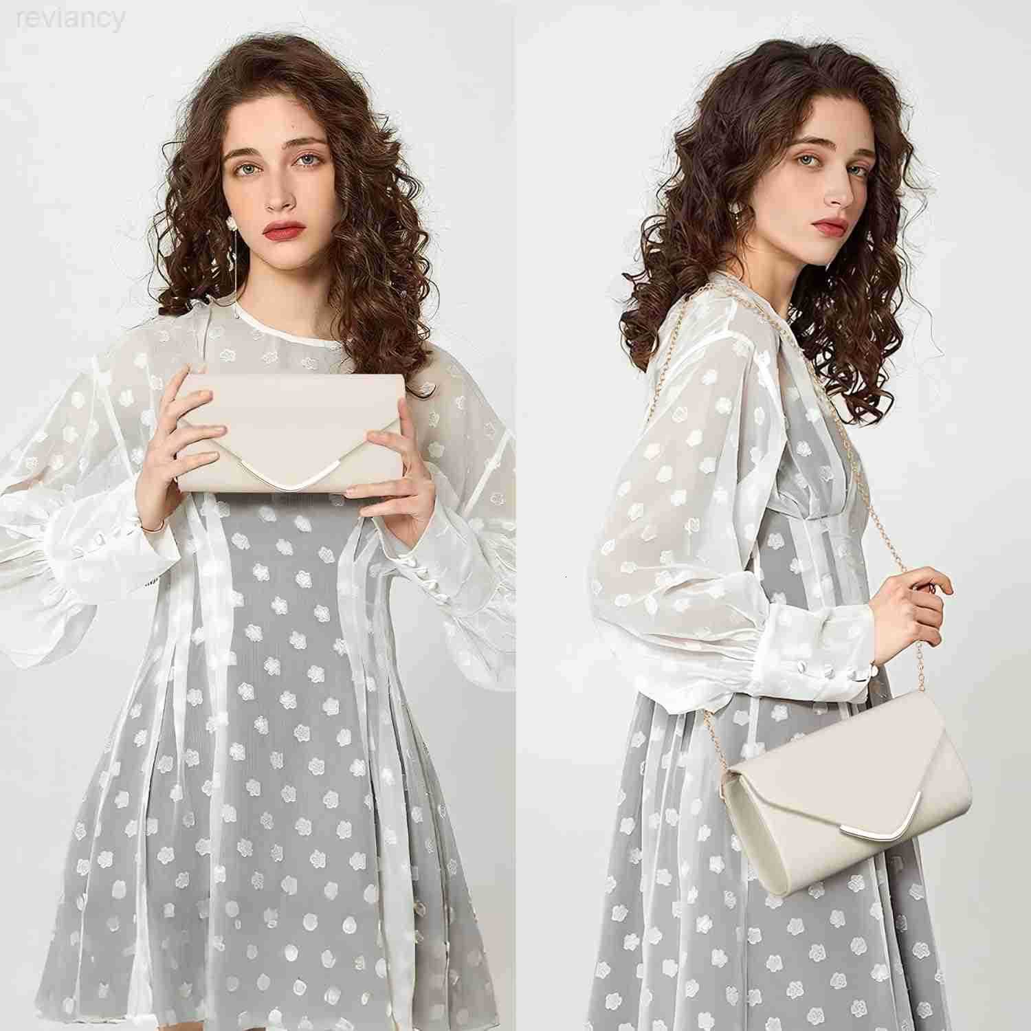 Clutch Purse for Women Trendy Vegan Leather Envelope Evening Bags wChain Wedding Cocktail Party Formal HandbagsW250908