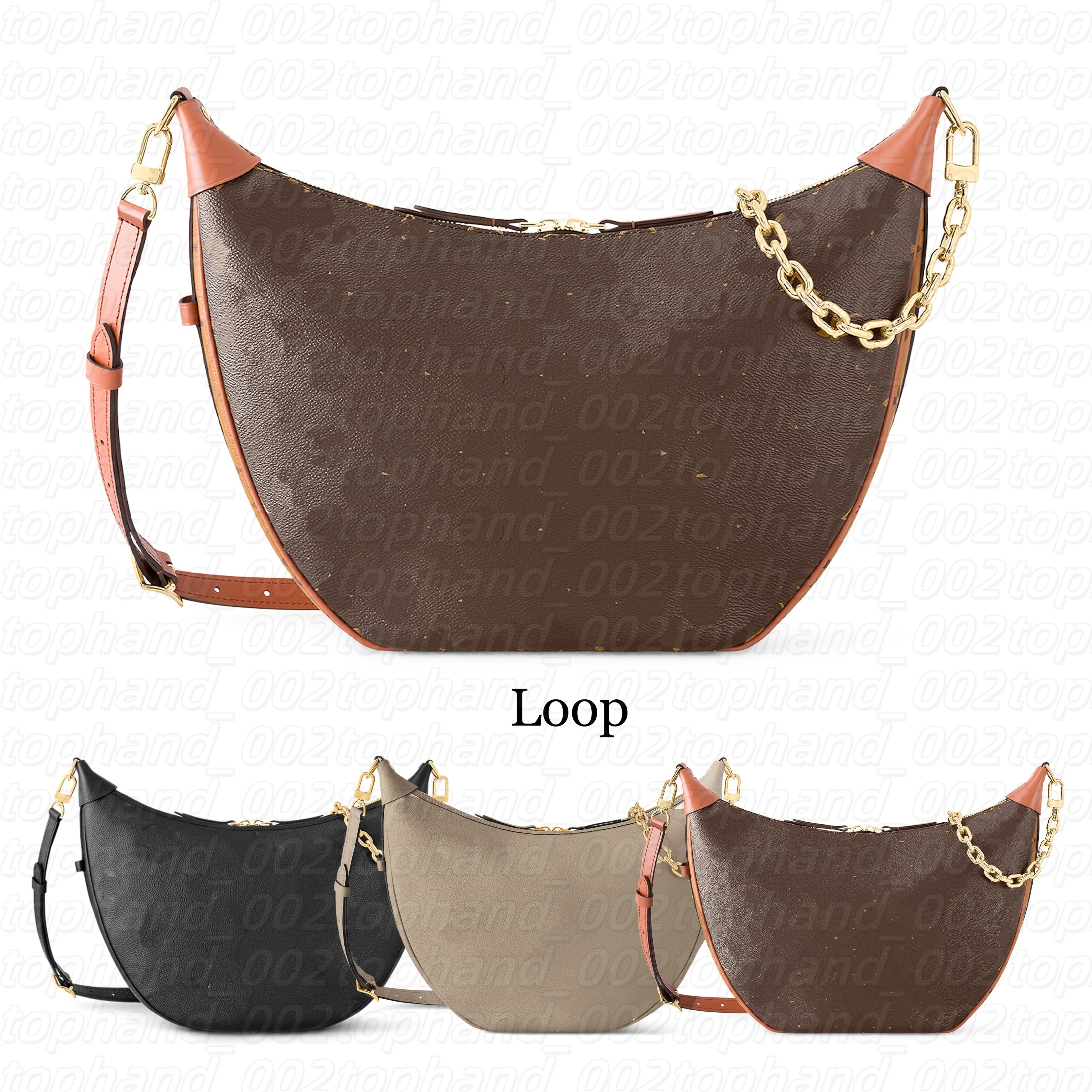 mirror quality LOOP HOBO crescent chain Designer bag Womens M46311 Luxury mens half moon Clutch Bags Cross Body Totes handbag cowhide Leather Evening Shoulder Bags