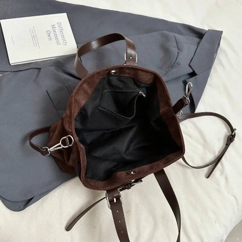 2025 new collection Retro Suede Women's Shoulder Bag Simple And Fashionable Large Capacity Popular Handbag Travel Women's Handbag Autumn New