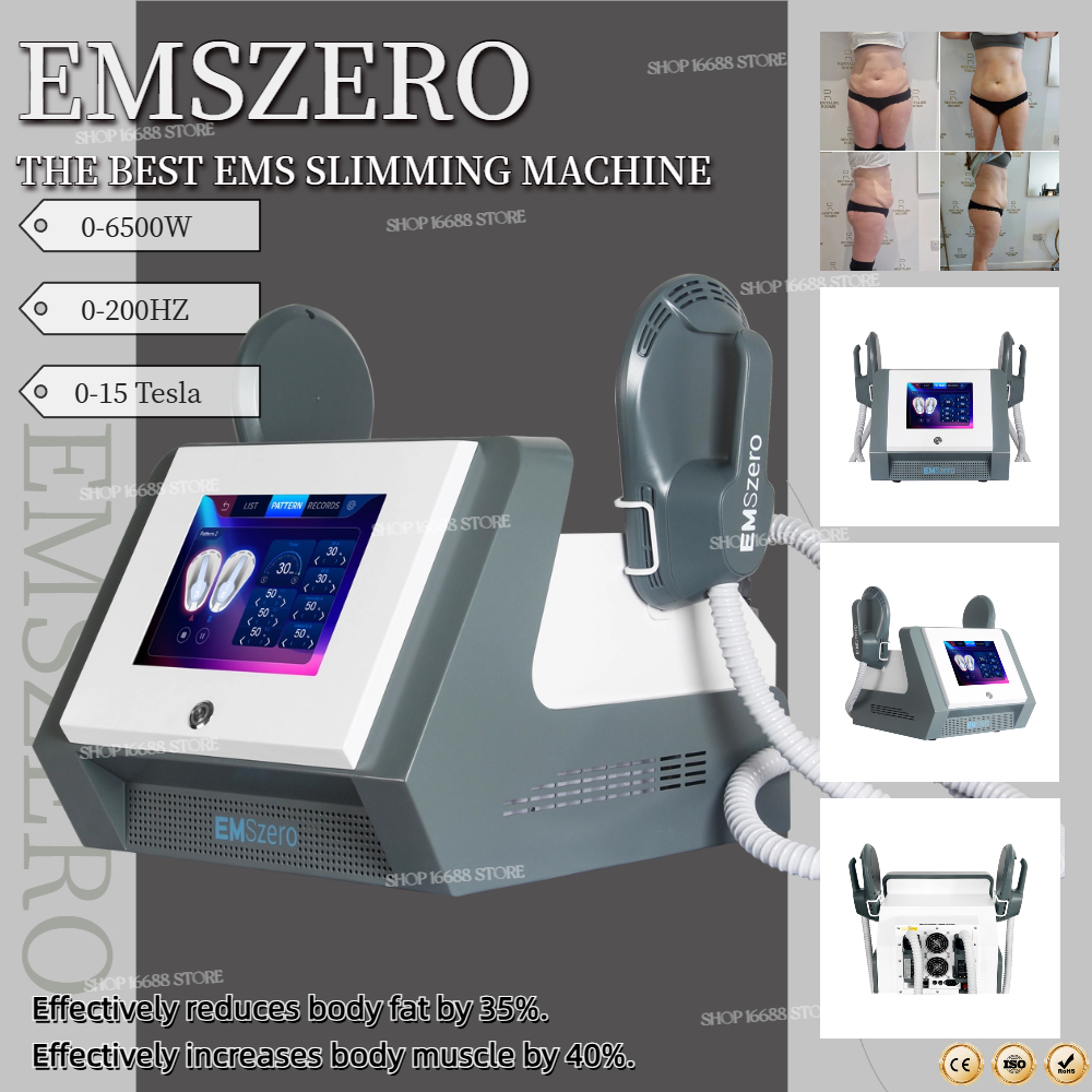 EMSzero Slimming HIEMT RF Electro Magnetic Stimulation Body Sculpting and Muscle Building Machine 15 Tesla 6500W 200HZ EMSslim Fat Loss Salon Machine