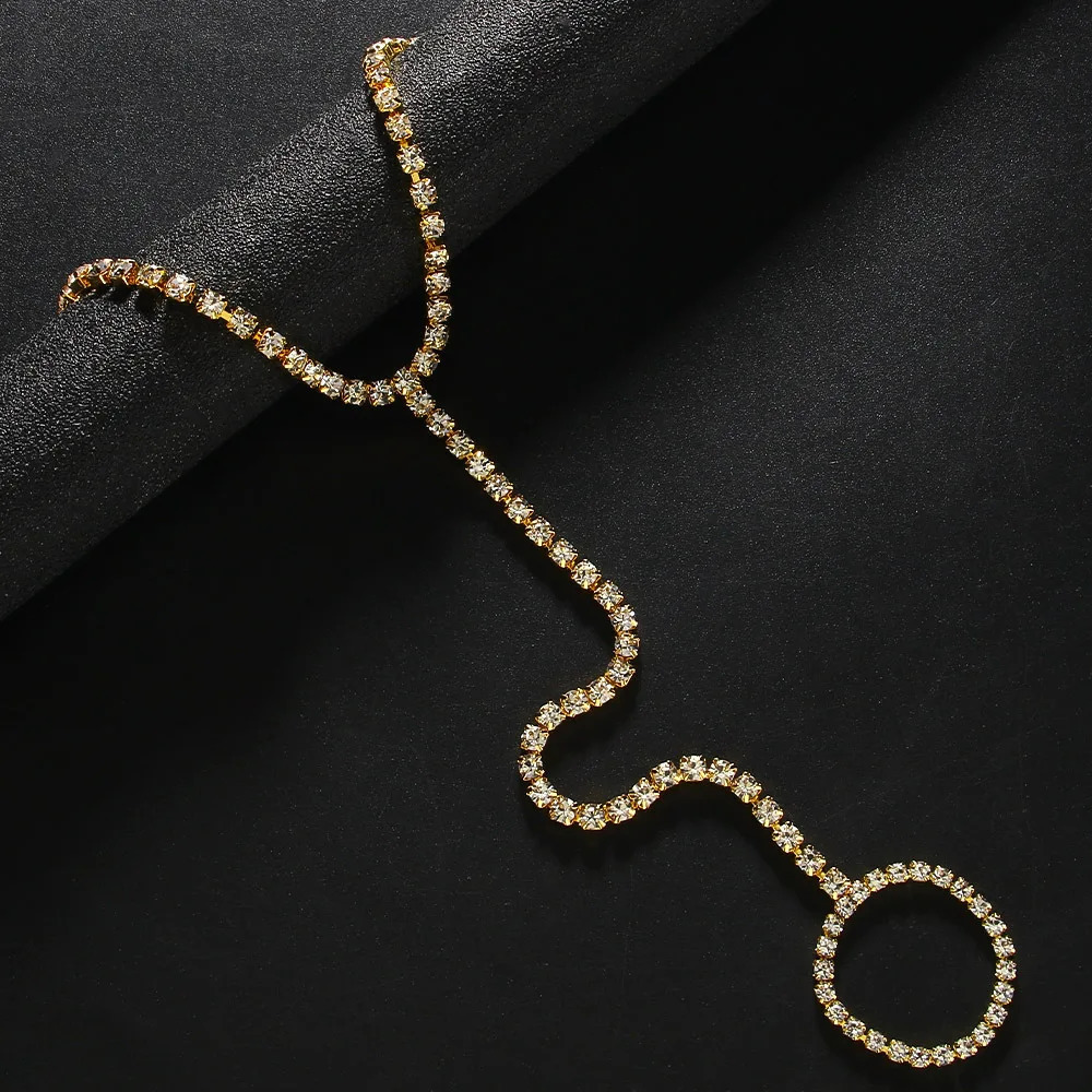 Simple Beach Rhinestone Barefoot Anklet Link to Toe Girly for Women Girls Party Crystal Fashion Foot Chain Accessories 250908