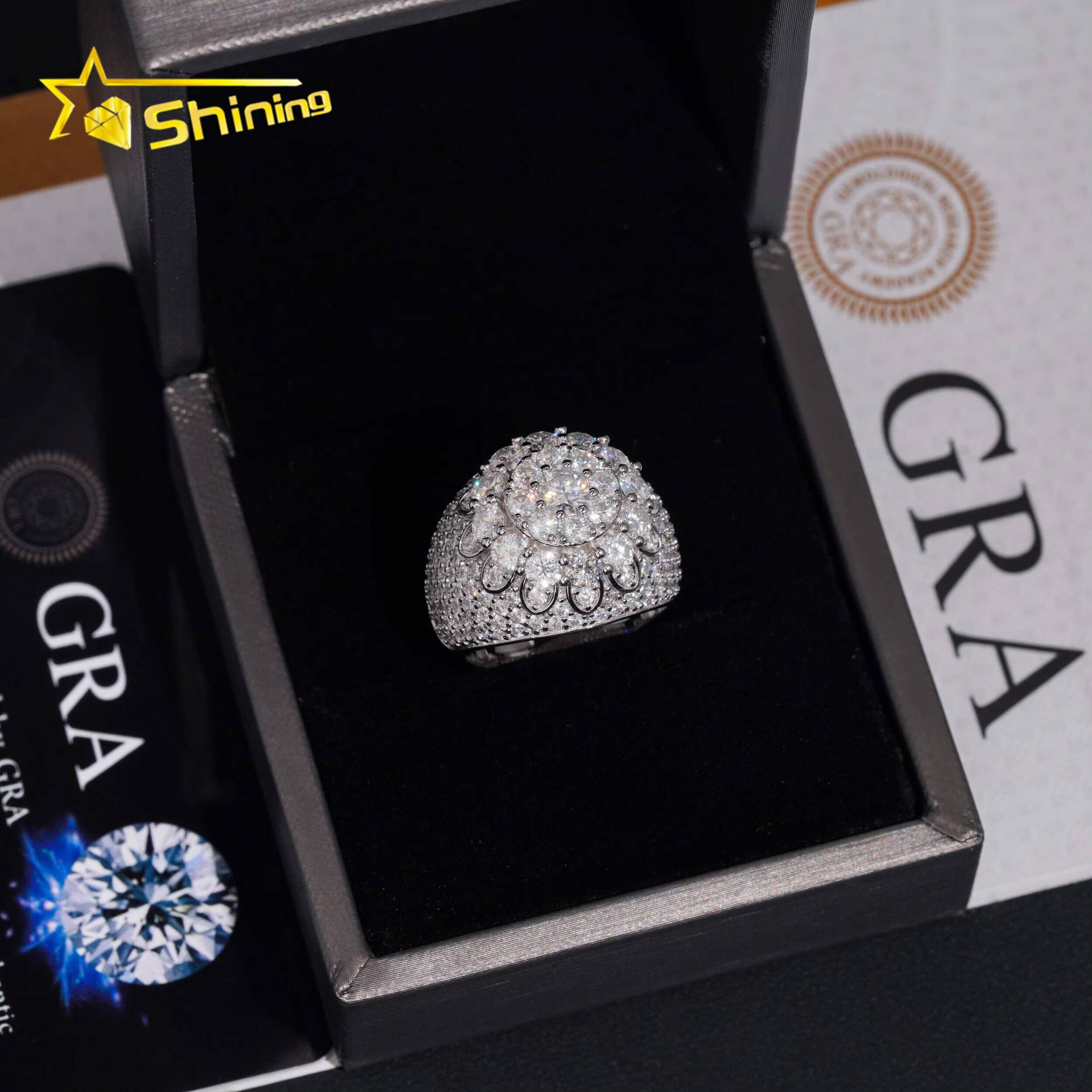 USA Local Stock Shipping Luxury Hot Selling Moissanite Mens Ring 925 Silver VVS Moissanite Iced Out Ring GRA Certificated Designer ring