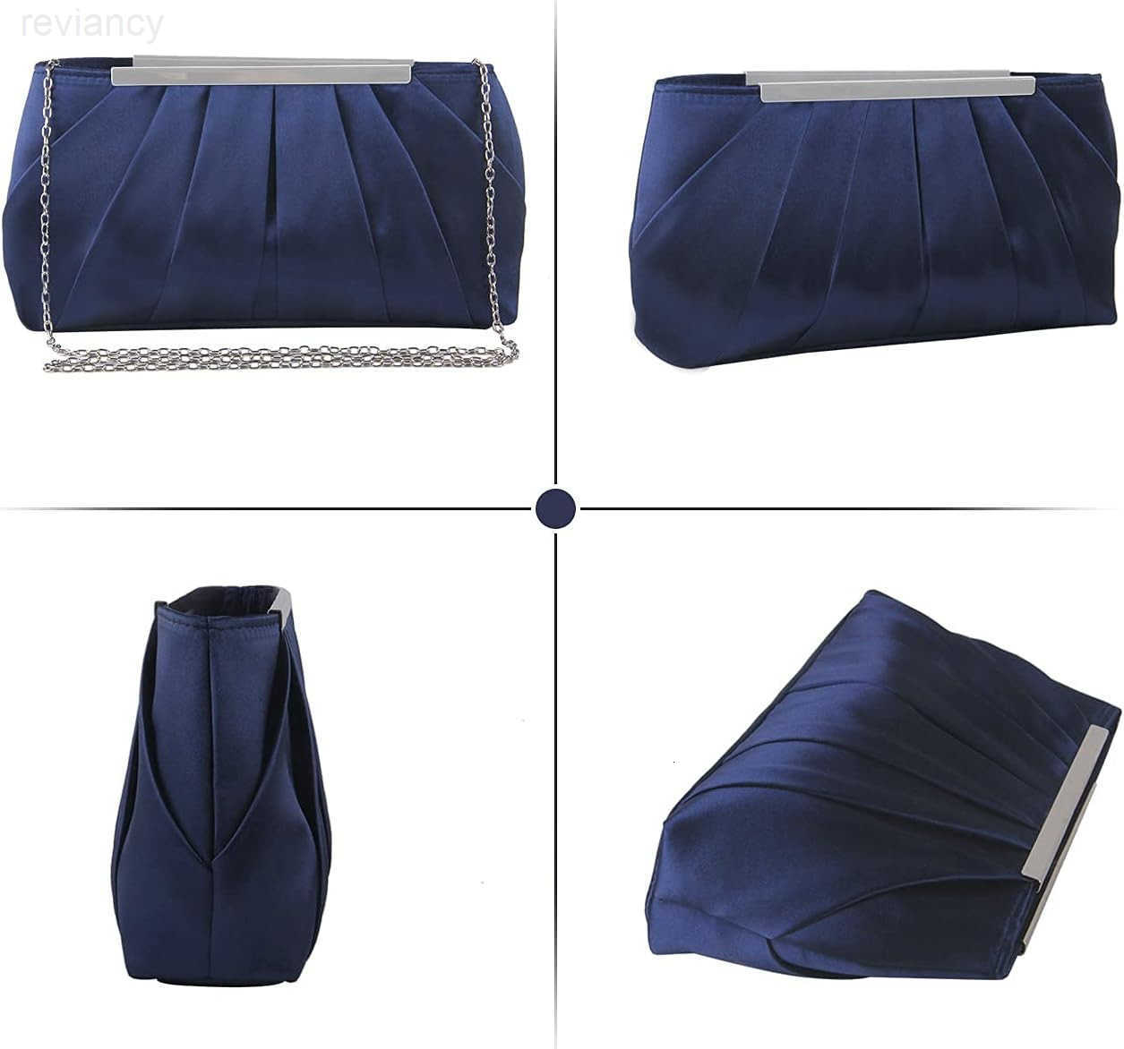 Womens Satin Evening Clutch Bag Elegant Pleated Formal Handbag Simple Classic Purse for WomenW250908