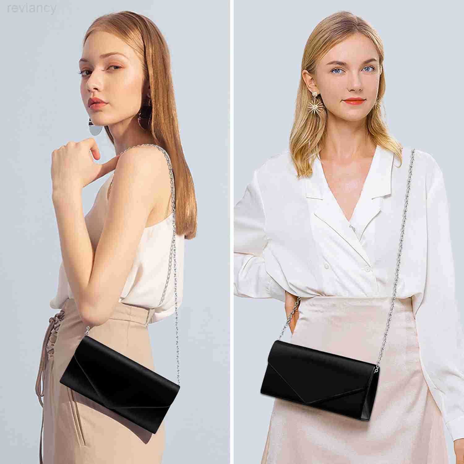 Envelope Clutch Purse for Women Vegan Leather Evening Bag with Chain Strap Wedding Cocktail Party Formal HandbagW250908