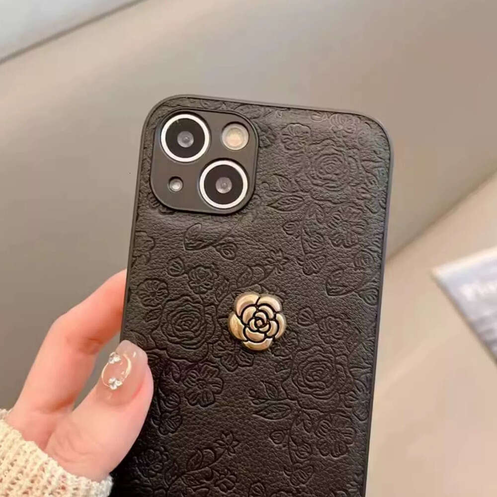 DHgargets Camellia INS Style Compatible with iPhone 17 Case Apple 15 Pro Embossed 16 Simple Solid Color Protective Cover