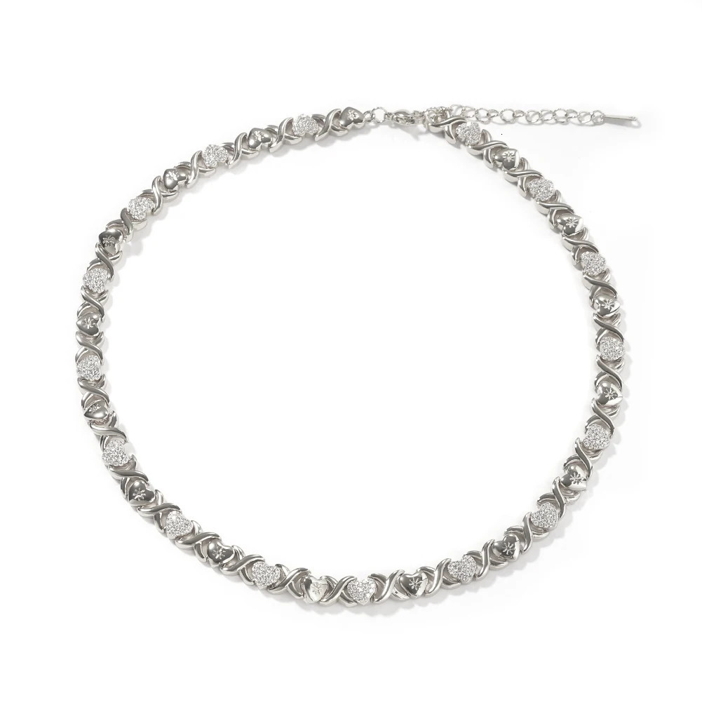 TBTK Iced Heart XO Link Polished Chain Necklace Micro Paved Cubic Zirconia Female Bracelet Gift HipHop Jewelry 250908