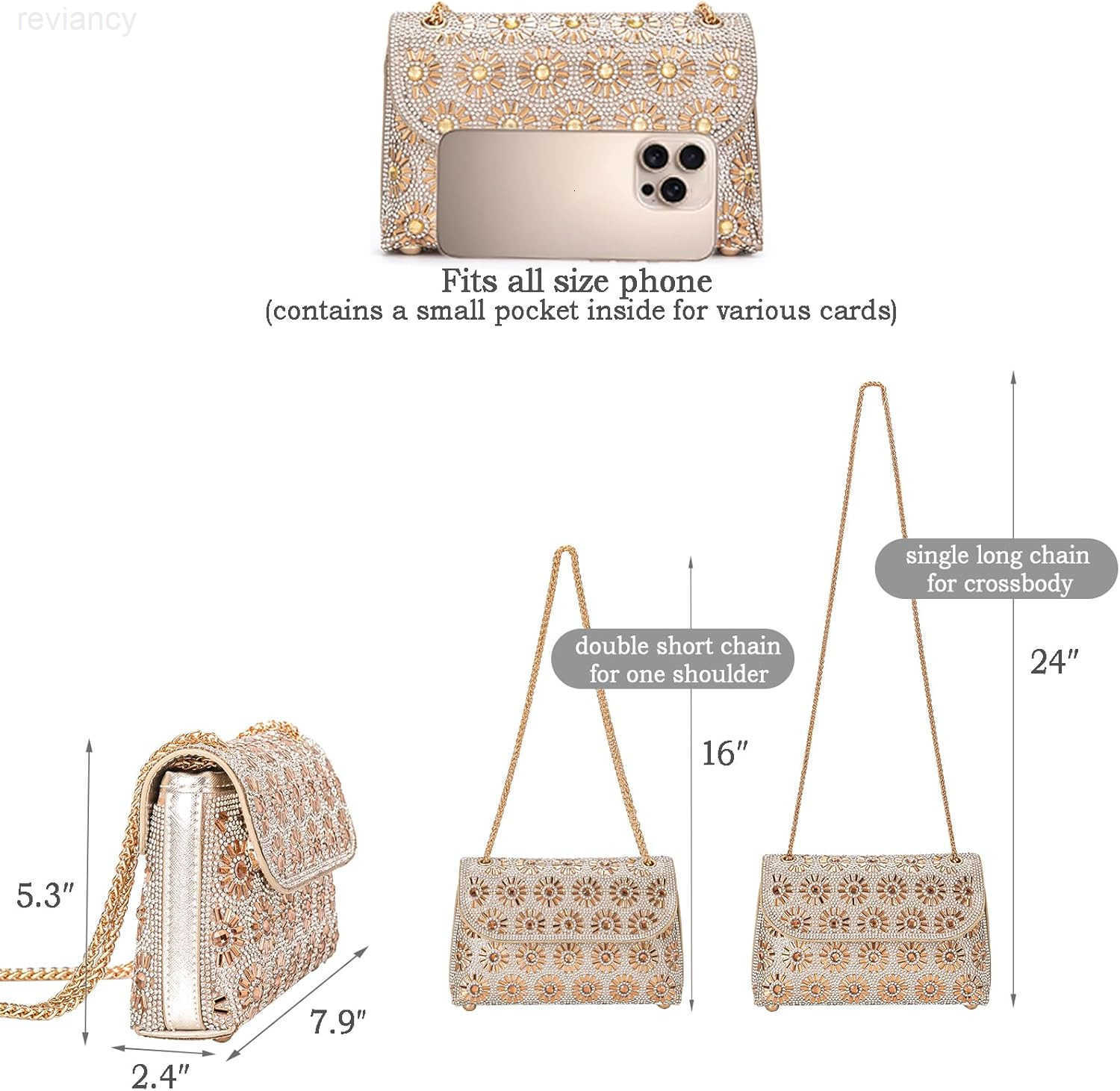 Shoulder Bags Crossbody Bag Purses Handbags Crystals Rhinestone Evening Bag for Women Clutch Purse with ChainW250908