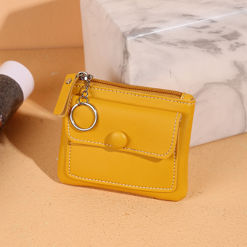 Free Shipping 2025 New Women's Short Zip Around Wallet Solid Color Compact Card Holder with Coin Pocket Key Organizer