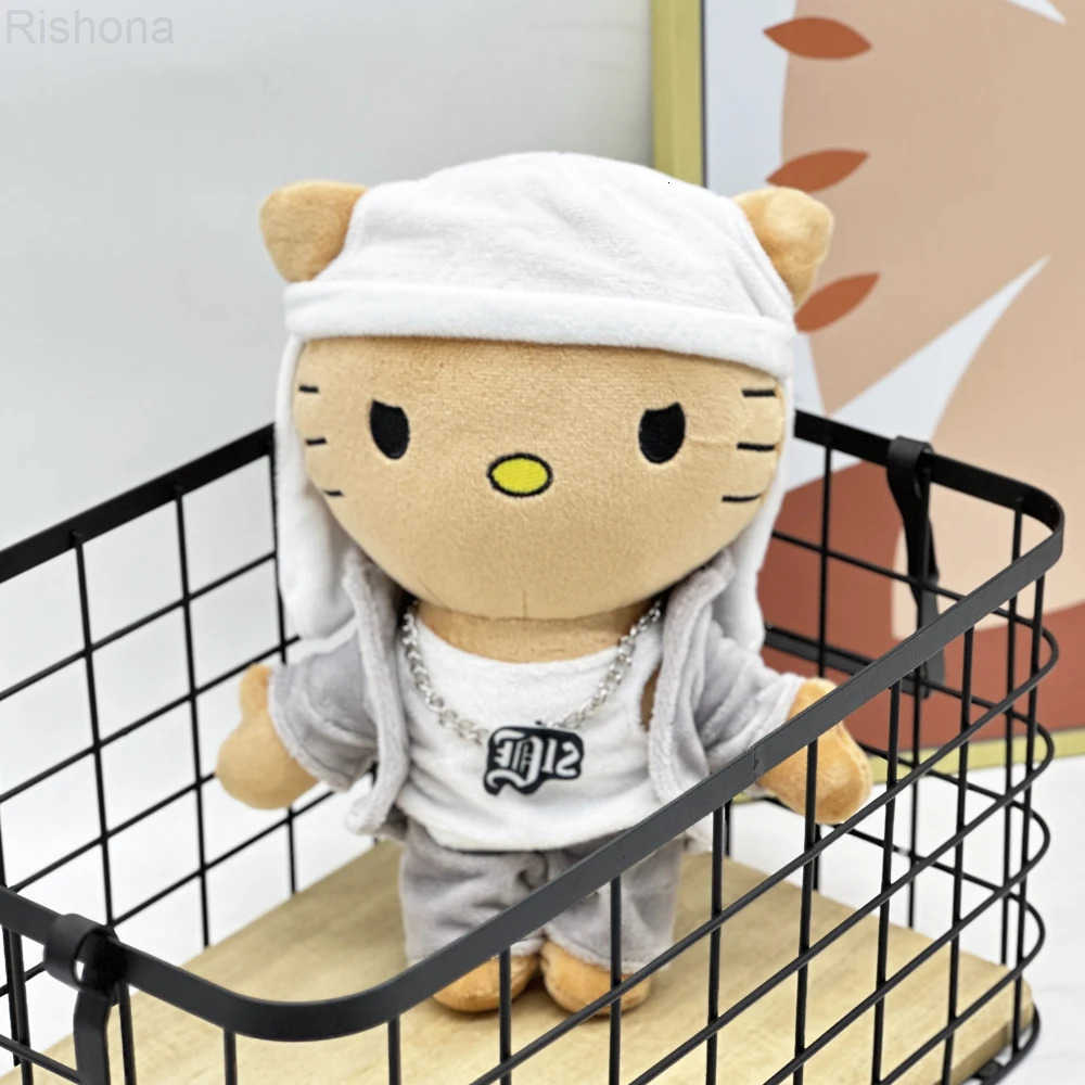 Sanrio 24cm Hello Selena Eminem Plush Doll White Hat Figure Stuffed Toys Cute Cat Boys Girls Birthday Christmas Gift H251201