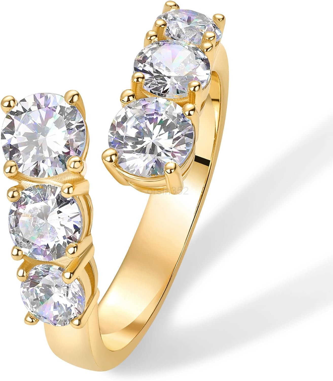 14K Gold Plated Cubic Zirconia Crossover Chunky Eternity Ring for Women Open Twist Stackable Bands CZ Statement RingsW250908
