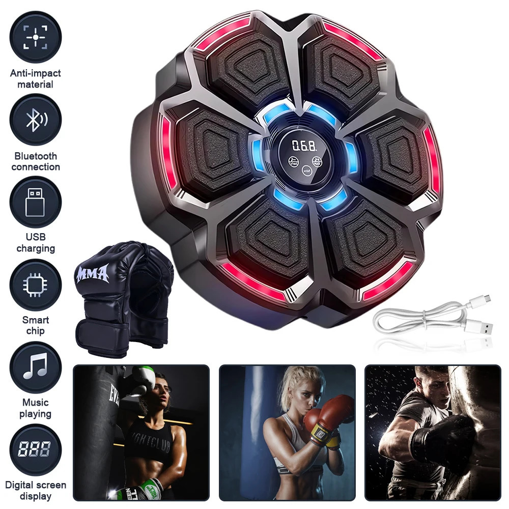 Music Boxing Machine Workout Adjustable Speed WallMounted Exercise Equipment Type C Rechargeable for Adults Kids 250908