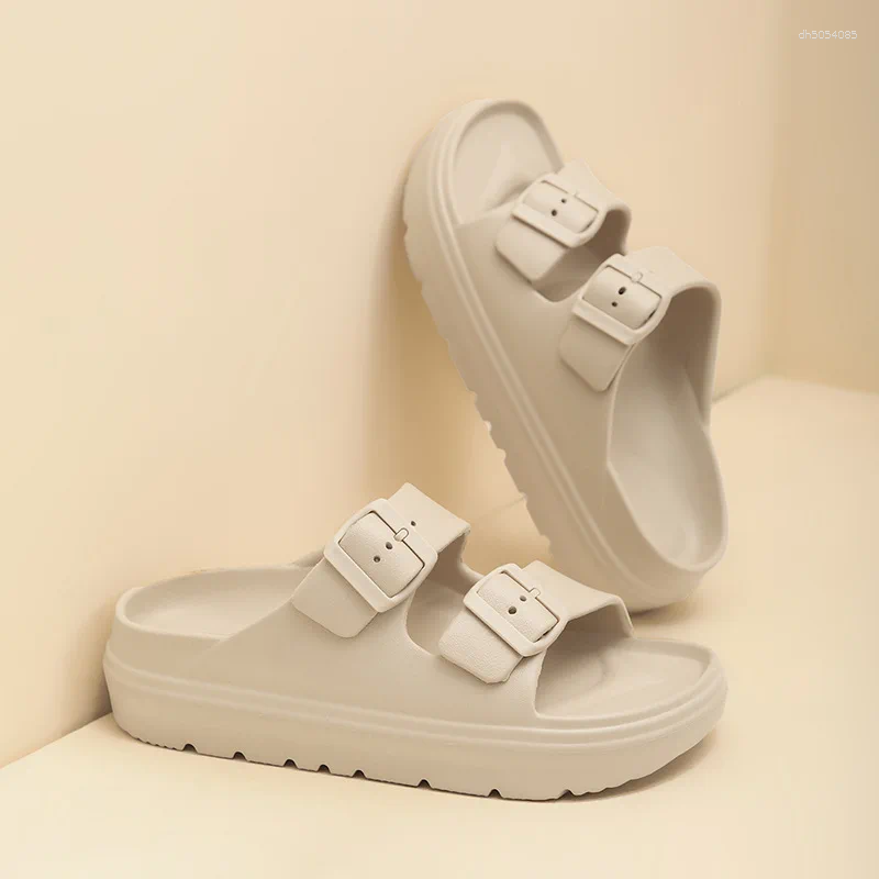 Sandals Kidmi Summer Platform Women's Slippers Outdoor Double Buckle Embellished Non-slip Breathable Soft-soled Beach Shoes