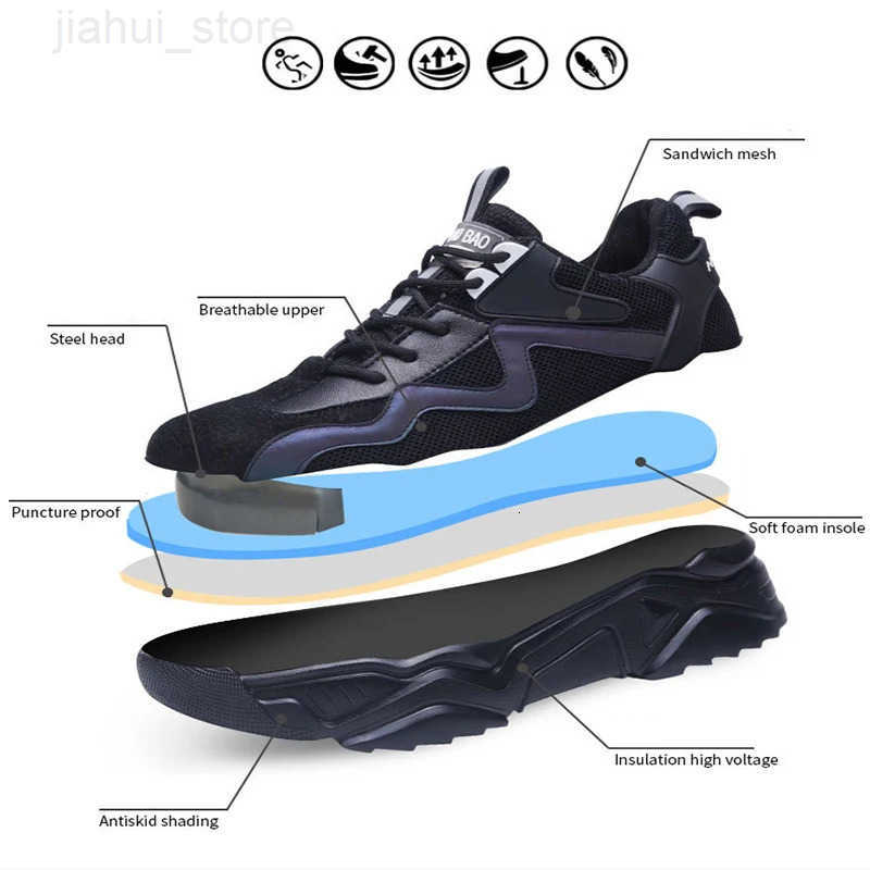 Waliantile Safety Shoes For Men Breathable Protective Working Boots Comfort Antismashing Steel Toe Indestructible Sneakers Male M250908