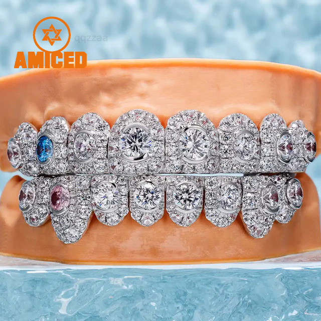 Honeymoon Set Moissanite Diamond Grillz for Teeth Vvs Moissanite Grills S925 Fashion HipHop Fine Jewelry for Men Women