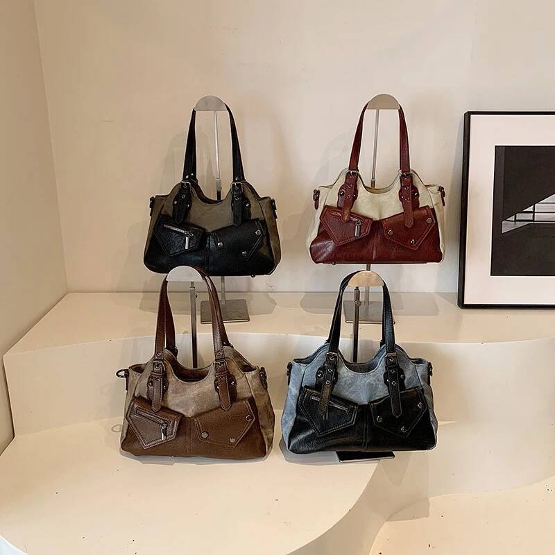 Retro Style Handbag Fashionable Simple Personalized design Women's Shoulder Bag Autumn New Item Rock Pattern Designer Bag Women's Handbag
