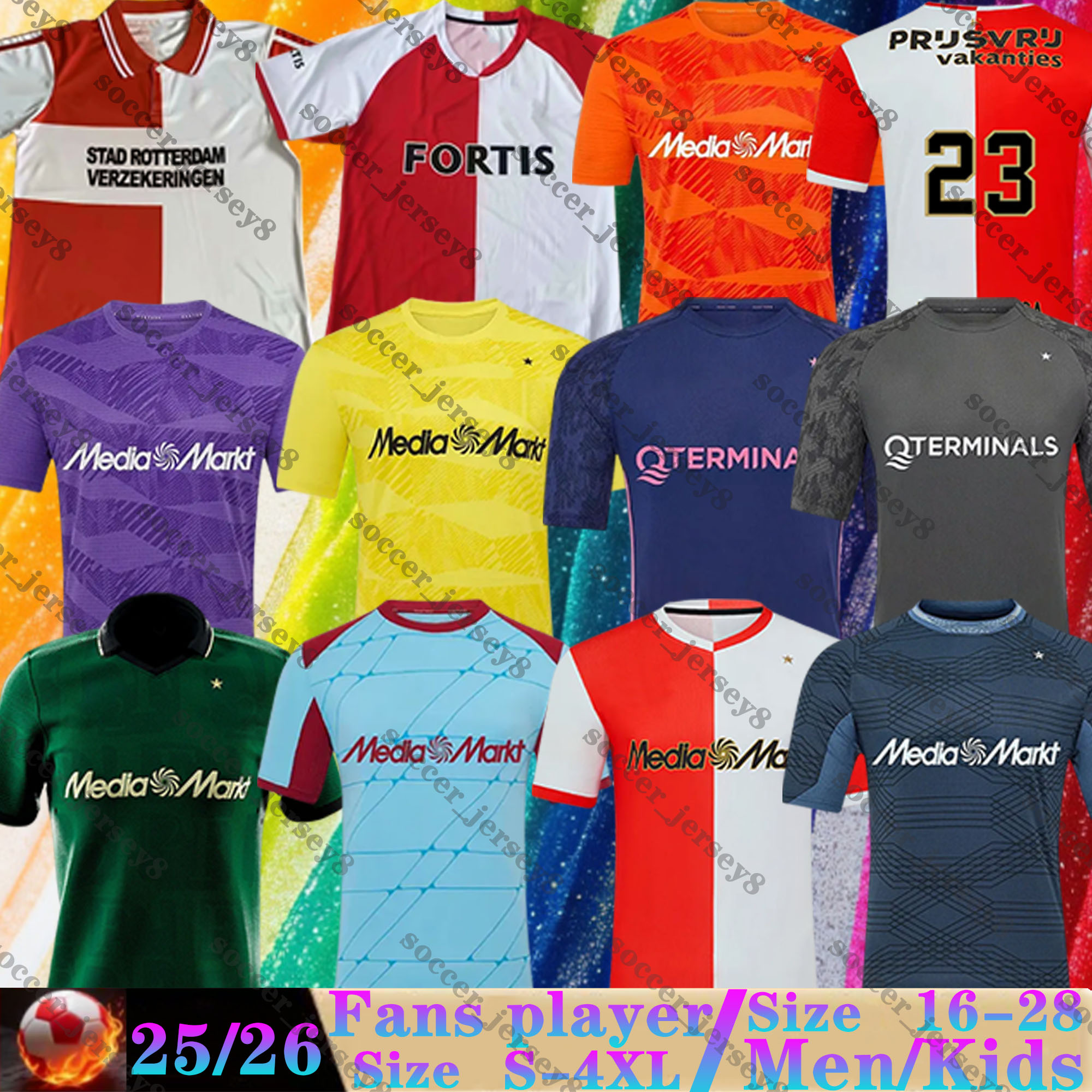 25 26 Feyenoords STEIJN Soccer Jerseys AYASE MOUSSA MODER Home Away Men Goalkeeper Uniforms STENGS Q.TIMBER CARRANZA WATANABE 2025 2026 Football Shirts Kids Kit sets