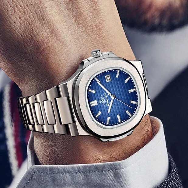 POEDAGAR Fashion Square Men Clock Waterproof Luminous Date Week Man Wristwatch High Quality Stainless Steel Quartz Mens Watches 250320