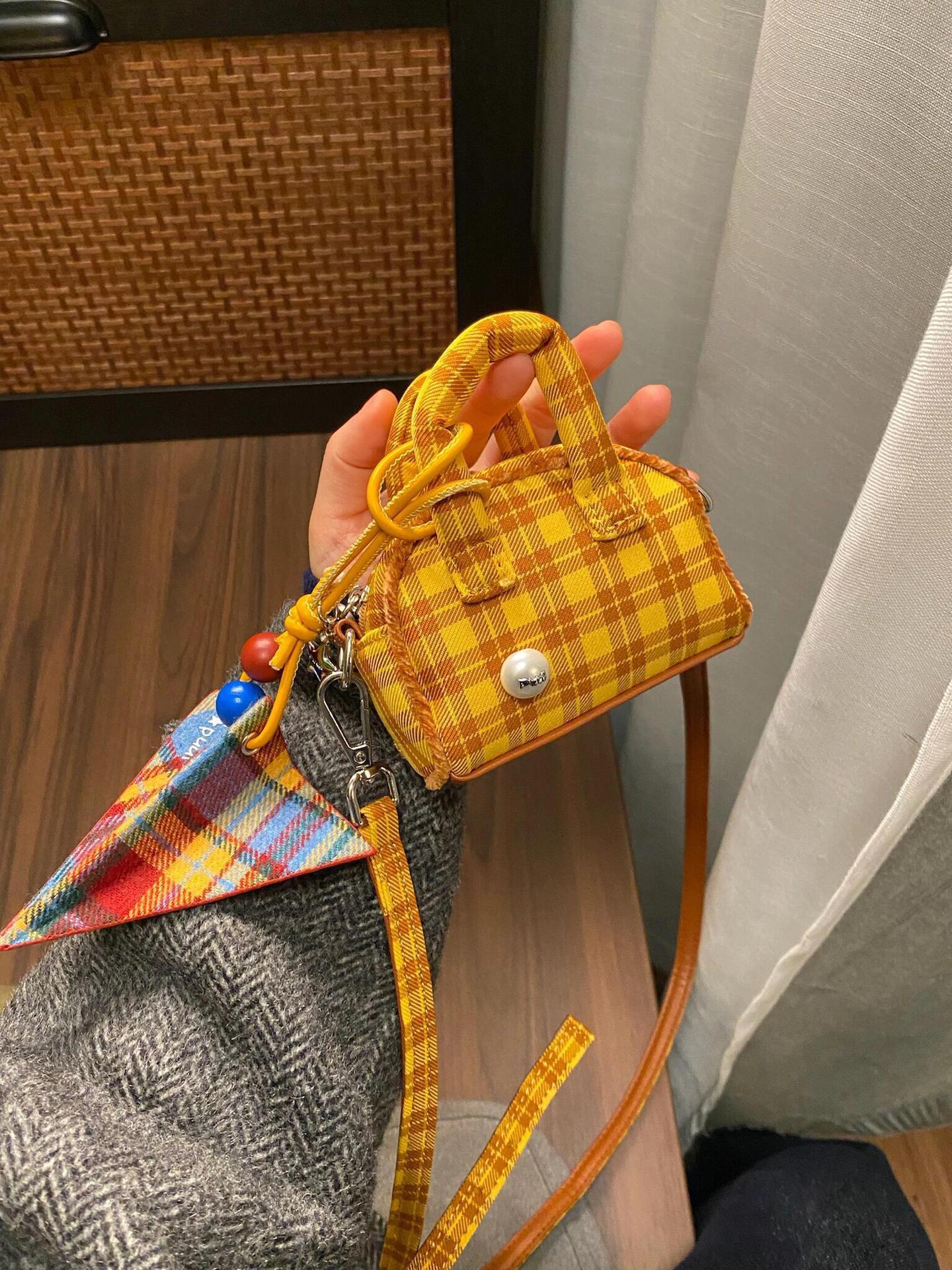 Autumn New Arrivals Niche American Retro bag Plaid Orange Bag Cute College Student New Cute Drawstring Large Capacity Backpack