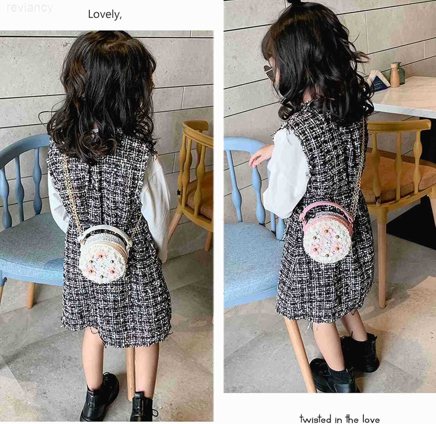 Little Girls Toddler Crossbody Purse with Pearl Flowers Mini Cute Princess Handbags Shoulder Chain BagW250908