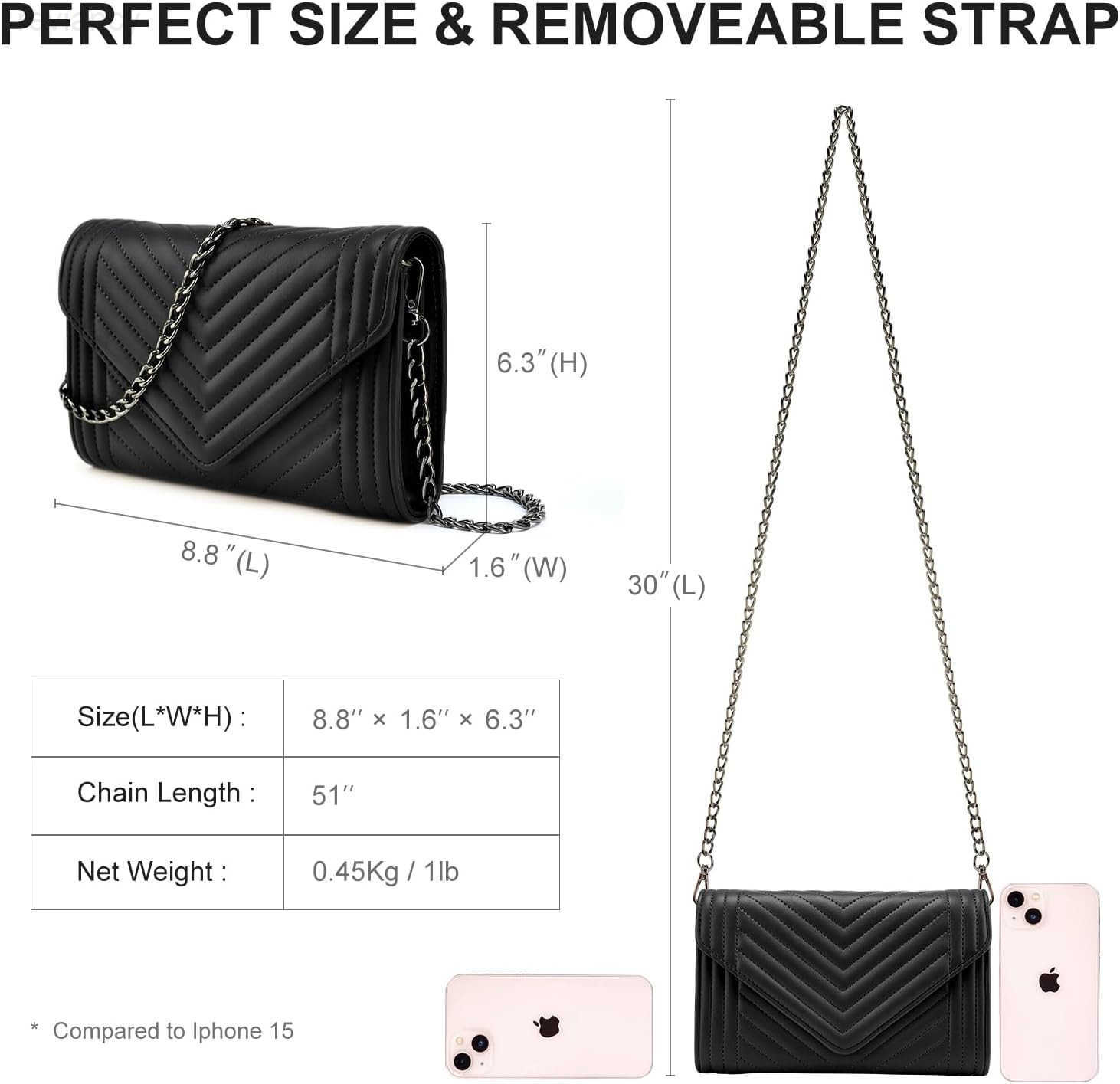 Small Leather Crossbody Bag for Women Clutch Purse Cross Body Purse Shoulder Bags with Chain Strap Quilted PursesW250908