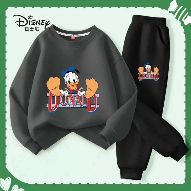 Disney Autumn Baby Girl Boy Clothes Set Children Donald Duck Printing Sweatshirt Top and Pants Bottom 2Pcs Suit Cotton Tracksuit H250908