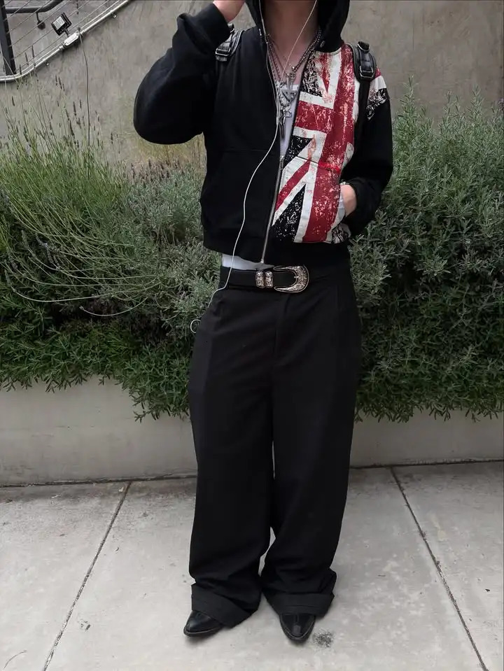 Streetwear Vintage Zip Up Hoodie Y2K Clothing Mens Womens Union Jack Graphic Oversized Hoodie Punk Rock Casual Jacket 250908