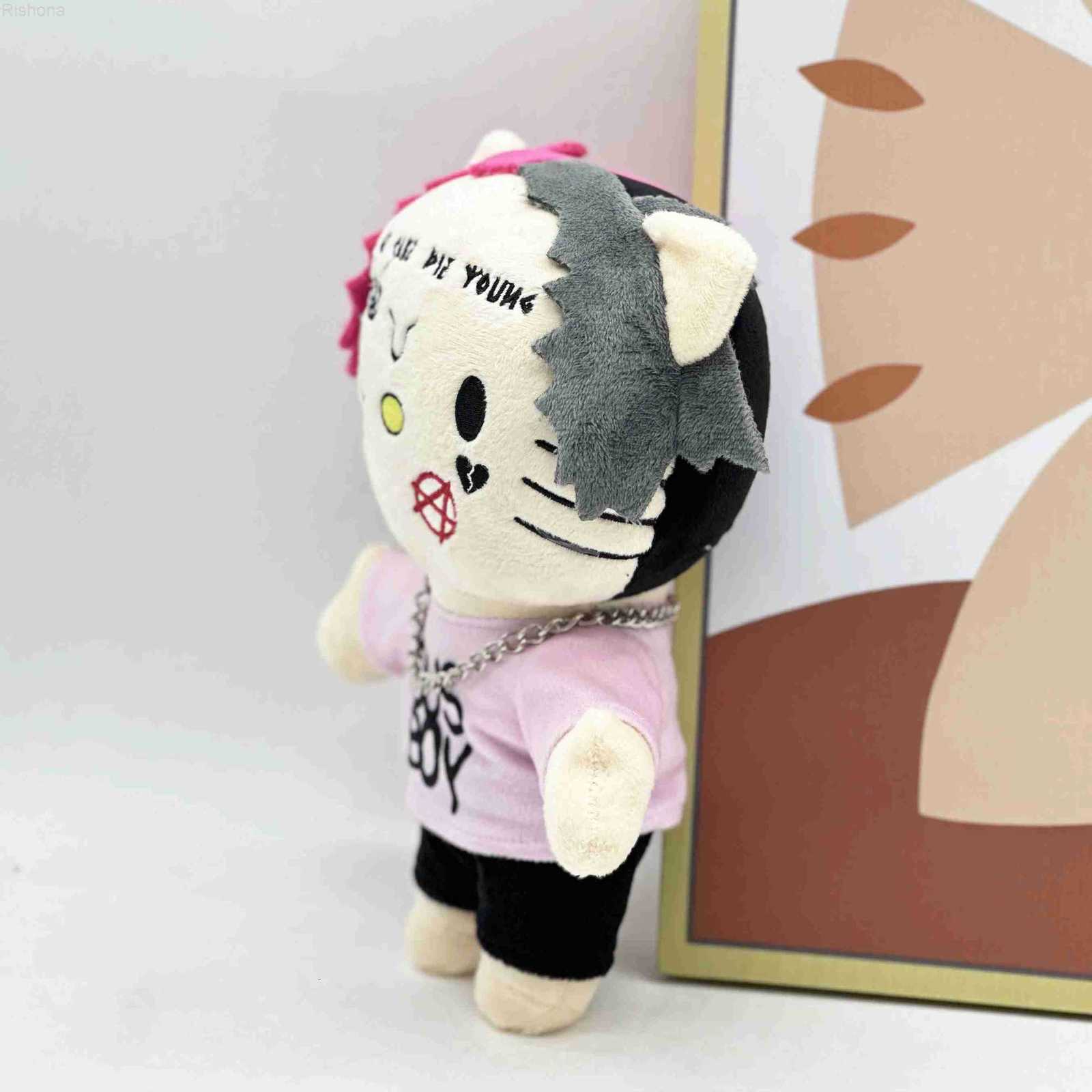 Sanrio LIL PEEP Hello Kitty Plush Anime Doll with Pink Clothes Necklace Stuffed Soft Plush Toys Fans Collect Gifts L250908