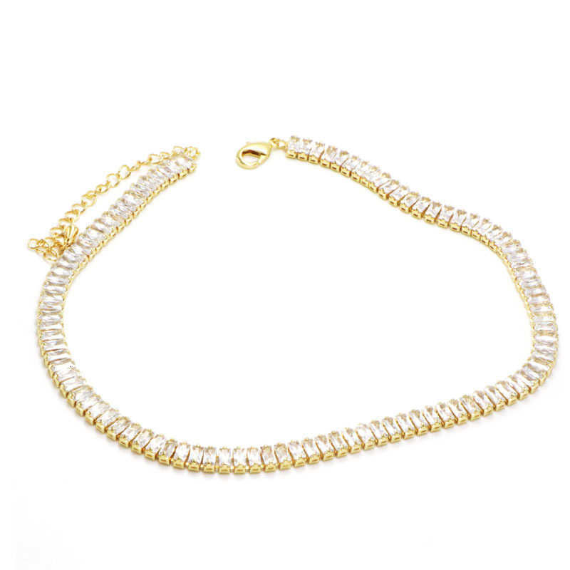 2mm Moissanite Tennis Necklace For Women S925 Silver Plated 18K Gold Sparkling Rhinestone Choker Chain Wedding Jewelry Adjustable W250616