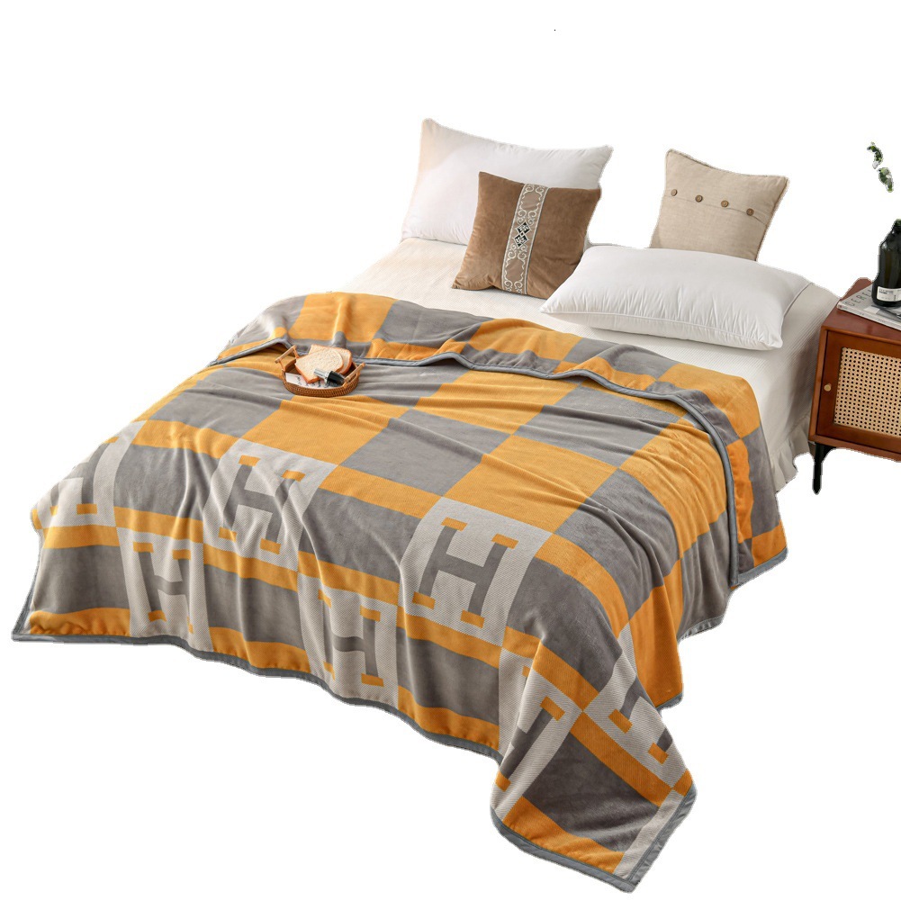 New AB Version Cloud Mink Velvet Composite Quilt Thickened Double Layer Coral Throw Air Conditioning Fleece Bed Sheet Blanket