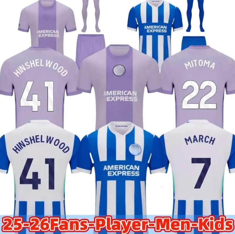 2025 Brighton 25 26 SOCCER JERSEYS home away HINSHELWOOD GRUDA 8 ADINGRA MINTEH 17 PEDRO MITOMA 22 MAN FAN KIDS JERSEY FOOTBALL SHIRTS set THIRD 3R