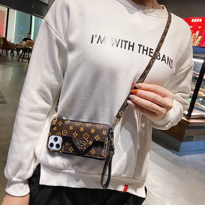 Apple 16 Pro Max Phone Case Compatible with iPhone 15 Small Pattern 14 Plus Lock Buckle 13 Coin Purse Strap ddmythur