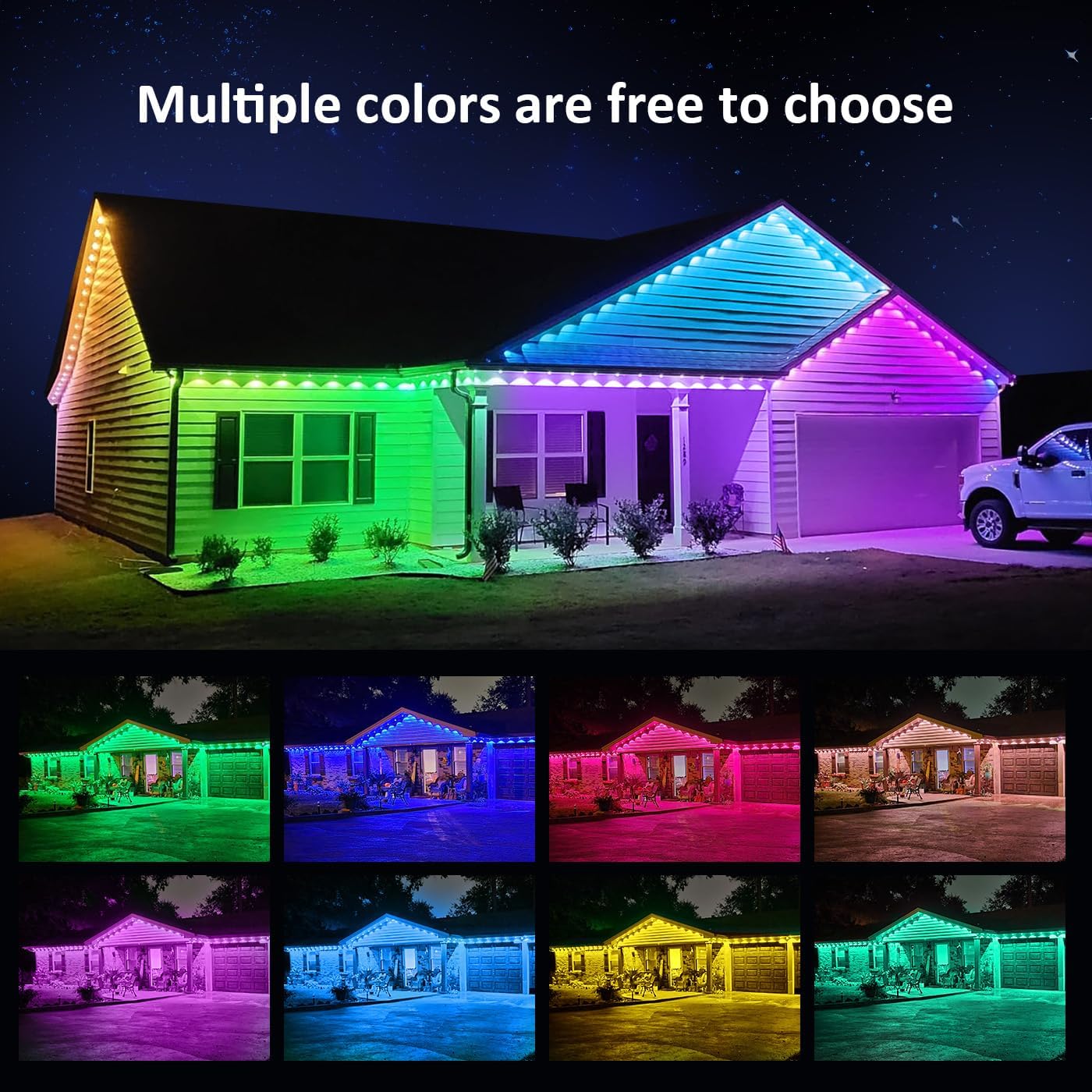 500ft Permanent outdoor lights, RGB outdoor eave lights with APP & Remote Control,Music synchronisation IP67 waterproof LED eave light,suitable for pa