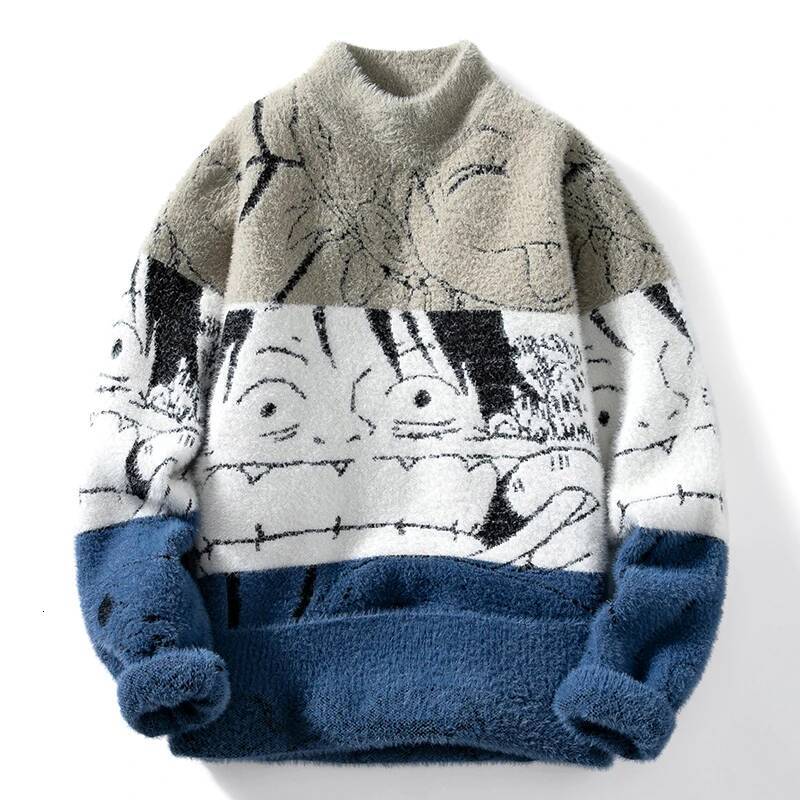 2025 trendy mink plush trend thick round neck sweater with loose printed patches, fashionable new autumn and winter designer clothing