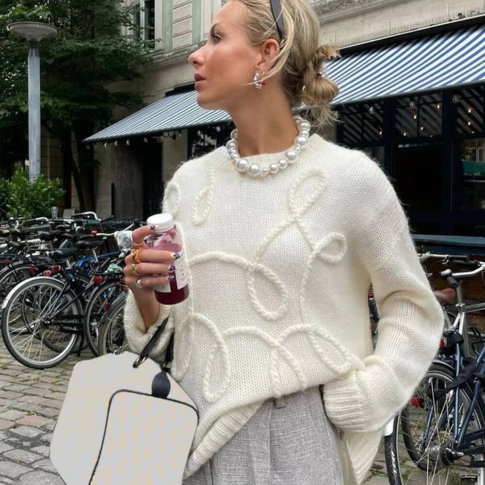 2025 Women's design Round Neck Hoodie Fashion Loose Casual Solid Color Sweater Retro Office Women's Sweater Spring Sweater Autumn/Winter New