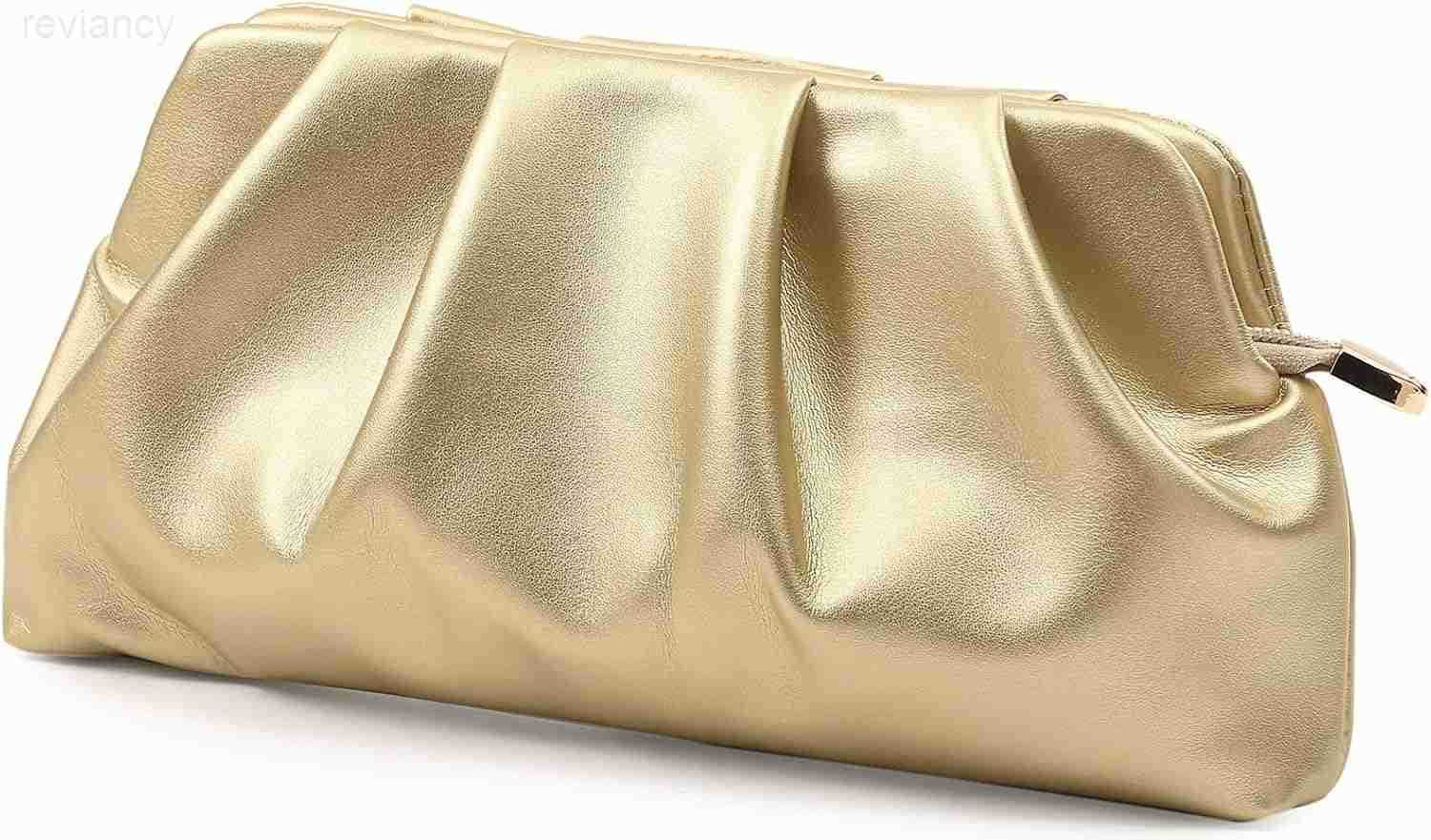 Evening Bag for Women Ruched Clutch Purse Detachable Metal Chain Crossbody BagW250908