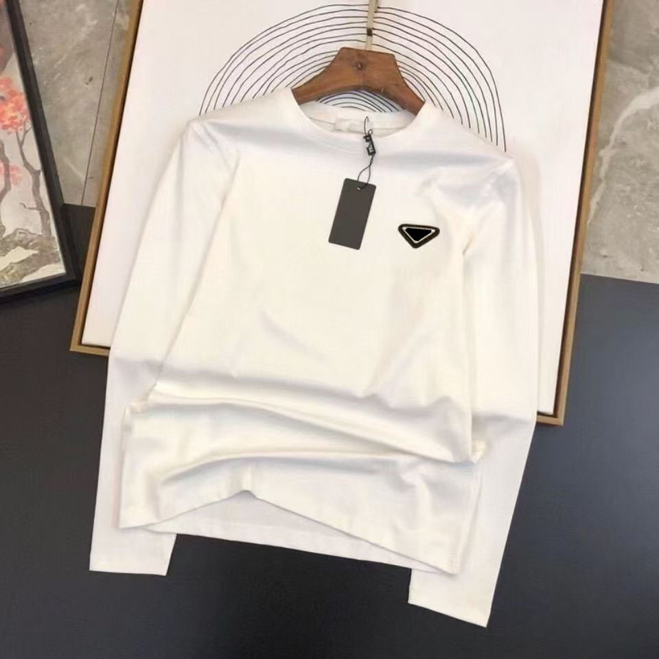 Pure cotton Spring and Autumn new long-sleeved T-shirt triangular simple men's and women's top