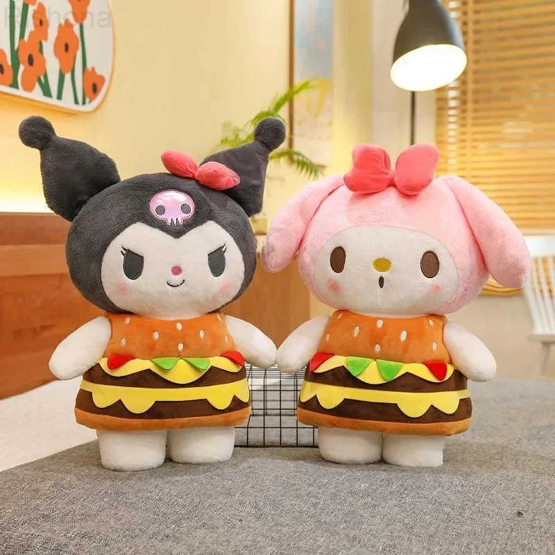 Sanrio Kawaii Kuromi My Melody Hamburg Big Plush Toys Dolls Pillow Anime Room Decoration Dolls Children Gifts H251120
